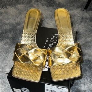 Fashion Nova Gold Mule Women's Sandals